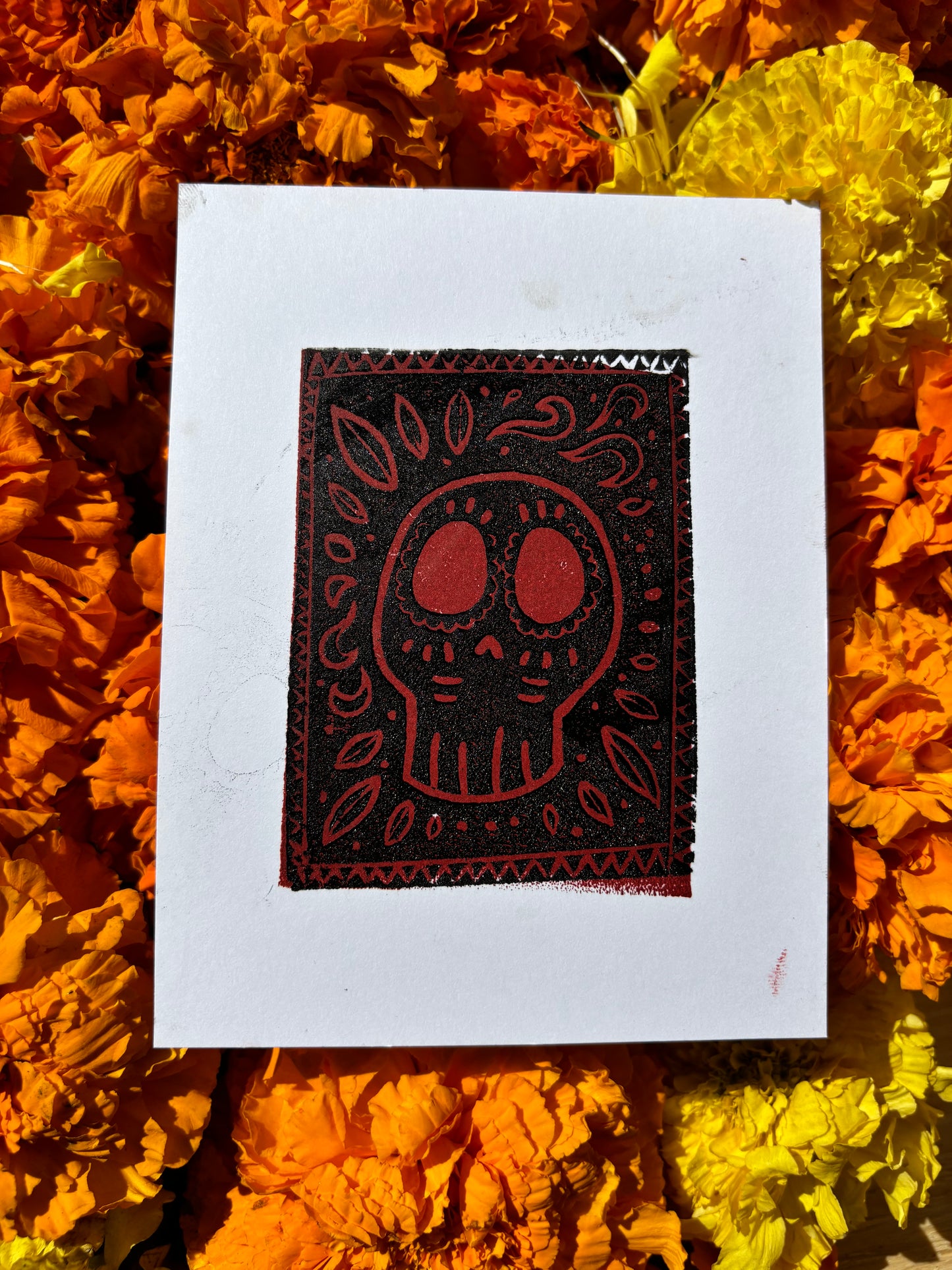Dia de los muertos flat card - red/black