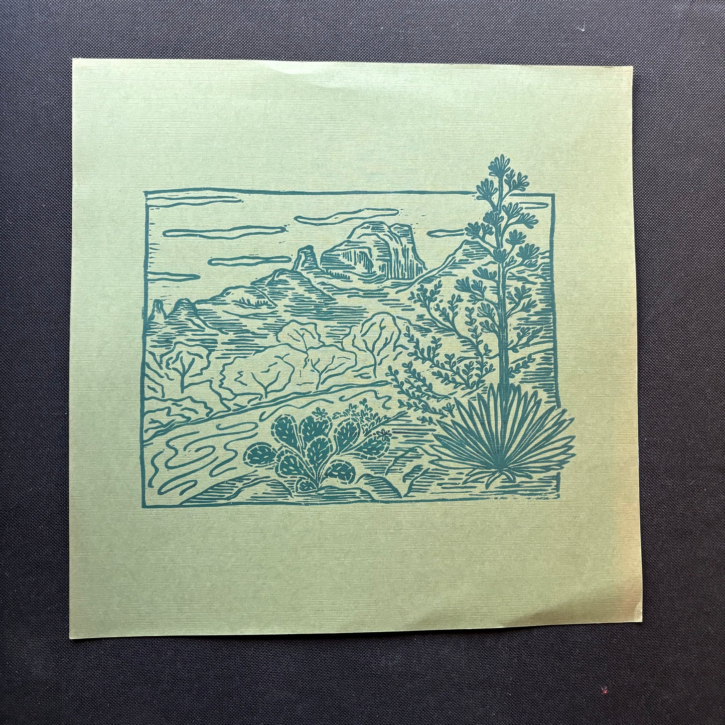 12 x 12 Sedona print - green (torn paper)