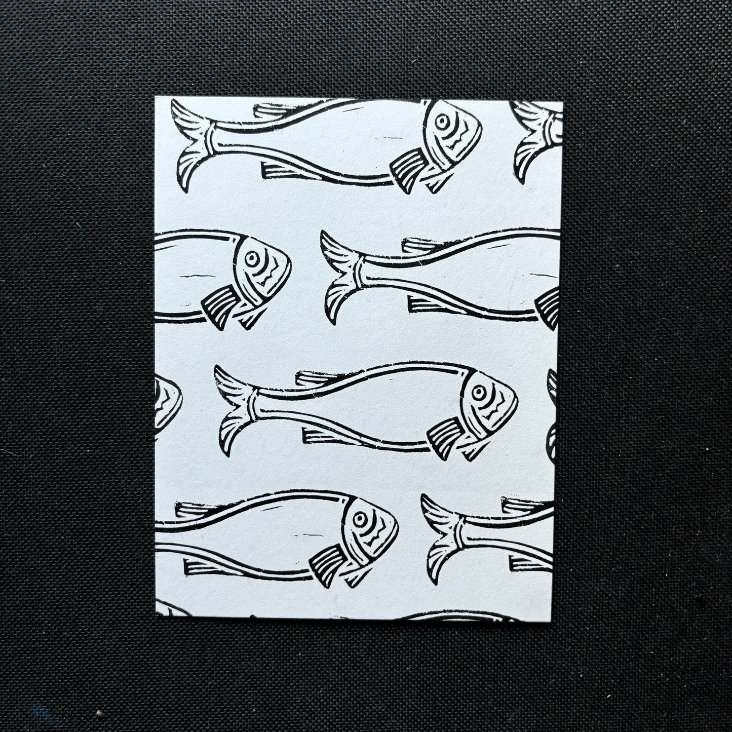 lots of fishies flat card - black