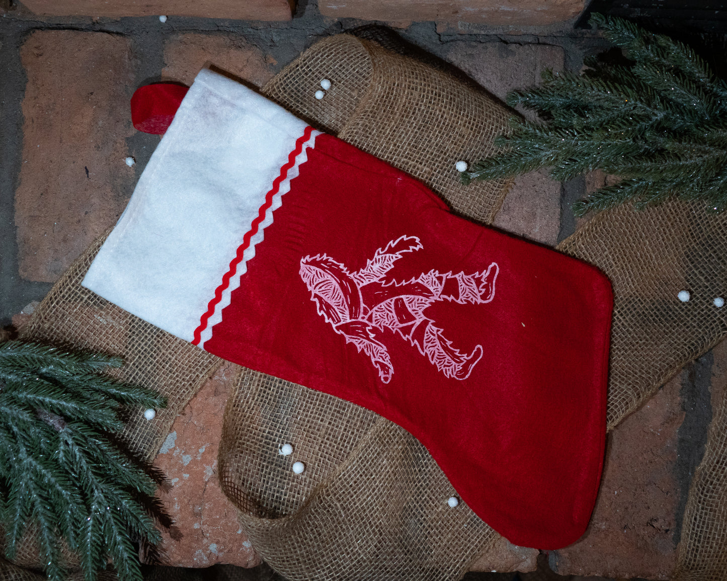 Baby squatch stocking (left)