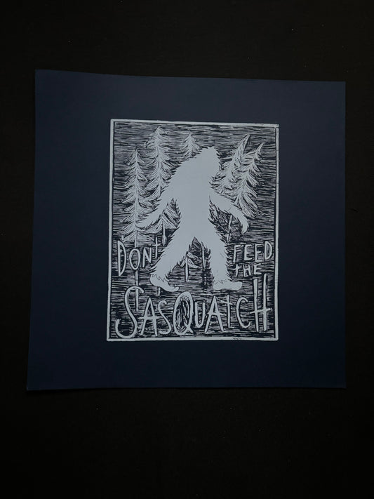 Don’t feed the Sasquatch 12x12 print - navy paper