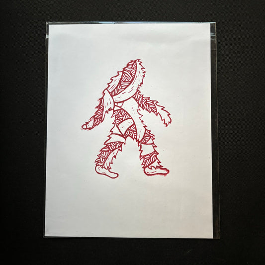 Baby squatch 8.5x11 print - raspberry