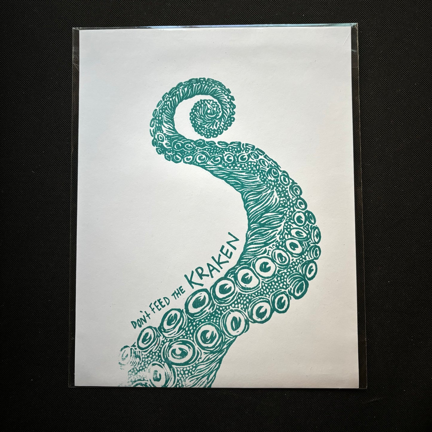 Don’t feed the kraken 8.5x11 print - turquoise (misprint)