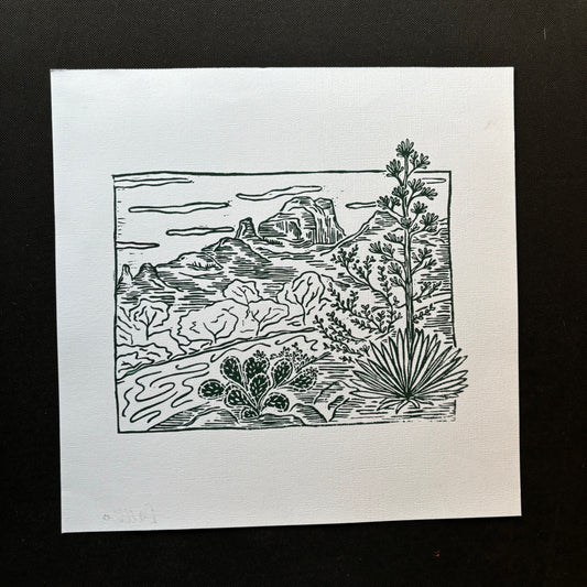 12 x 12 Sedona print - green on white