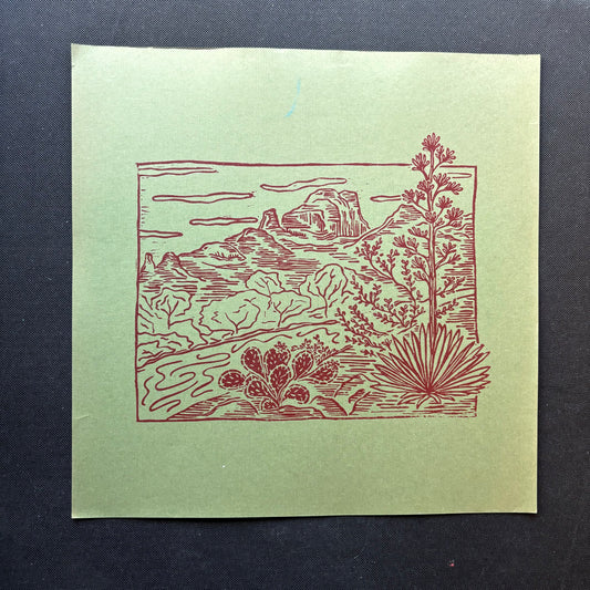 12 x 12 Sedona print - red on green